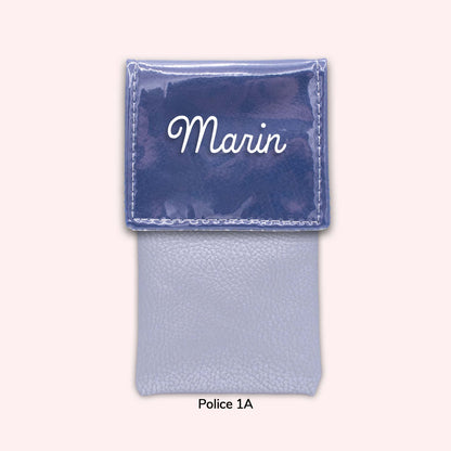 Two-tone pouch with royal blue flap