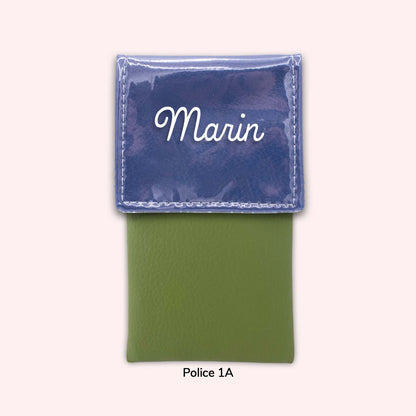 Two-tone pouch with royal blue flap