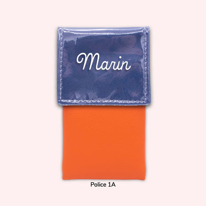 Two-tone pouch with royal blue flap