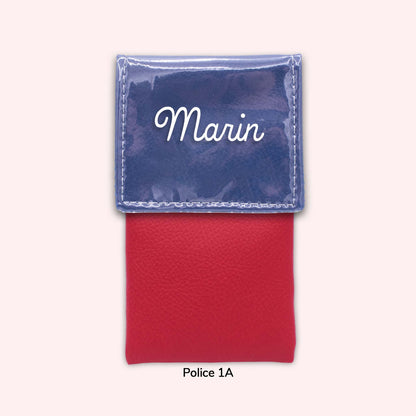 Two-tone pouch with royal blue flap