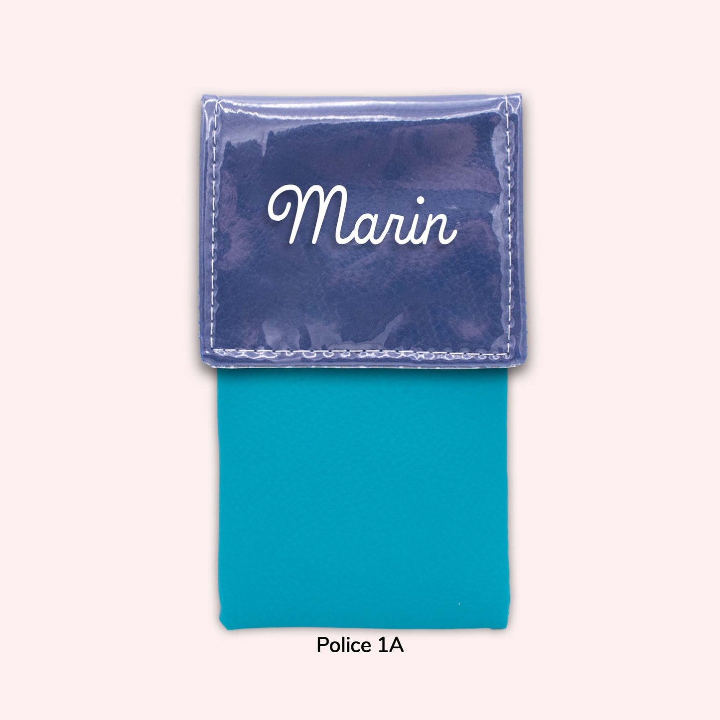 Two-tone pouch with royal blue flap