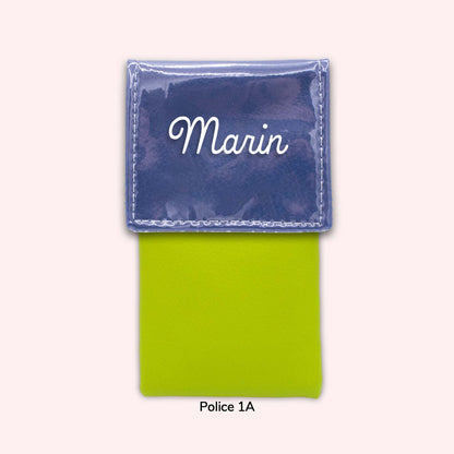 Two-tone pouch with royal blue flap