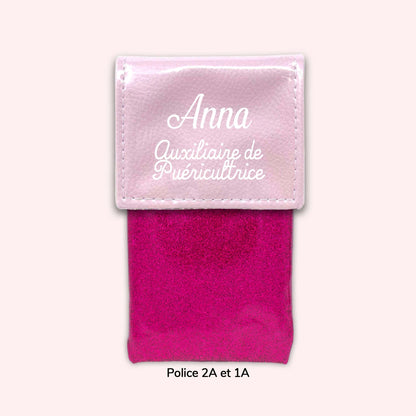 Two-tone pouch with light pink flap