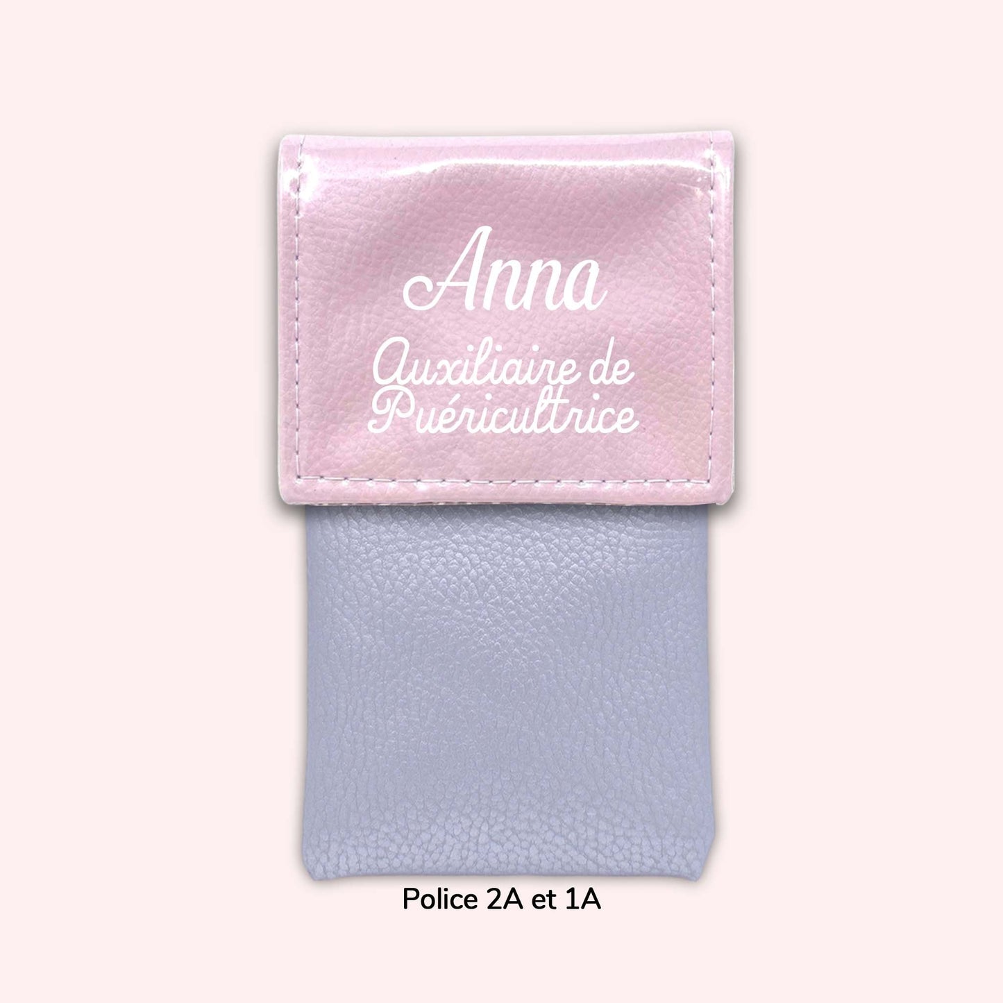 Two-tone pouch with light pink flap