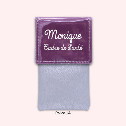 Two-tone purple flap pouch