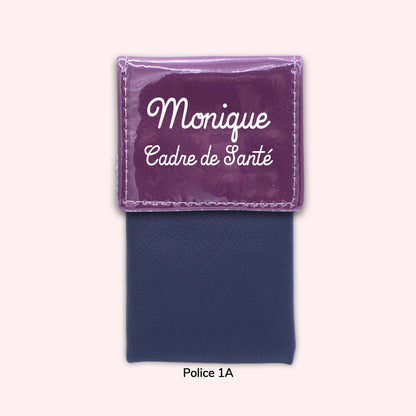 Two-tone purple flap pouch